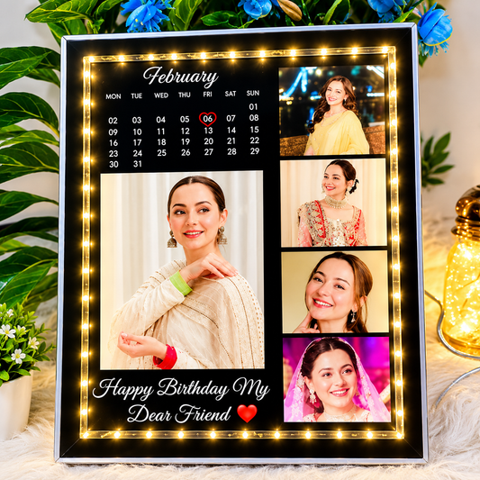 Personalized LED Birthday Photo Frame – Custom Name, Photos & Birthday Message