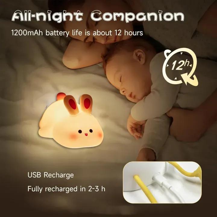 Rechargeable Silicone Bunny Night Light for Kids