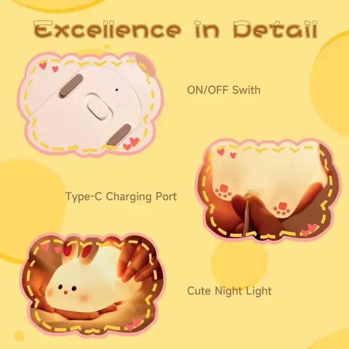 Rechargeable Silicone Bunny Night Light for Kids